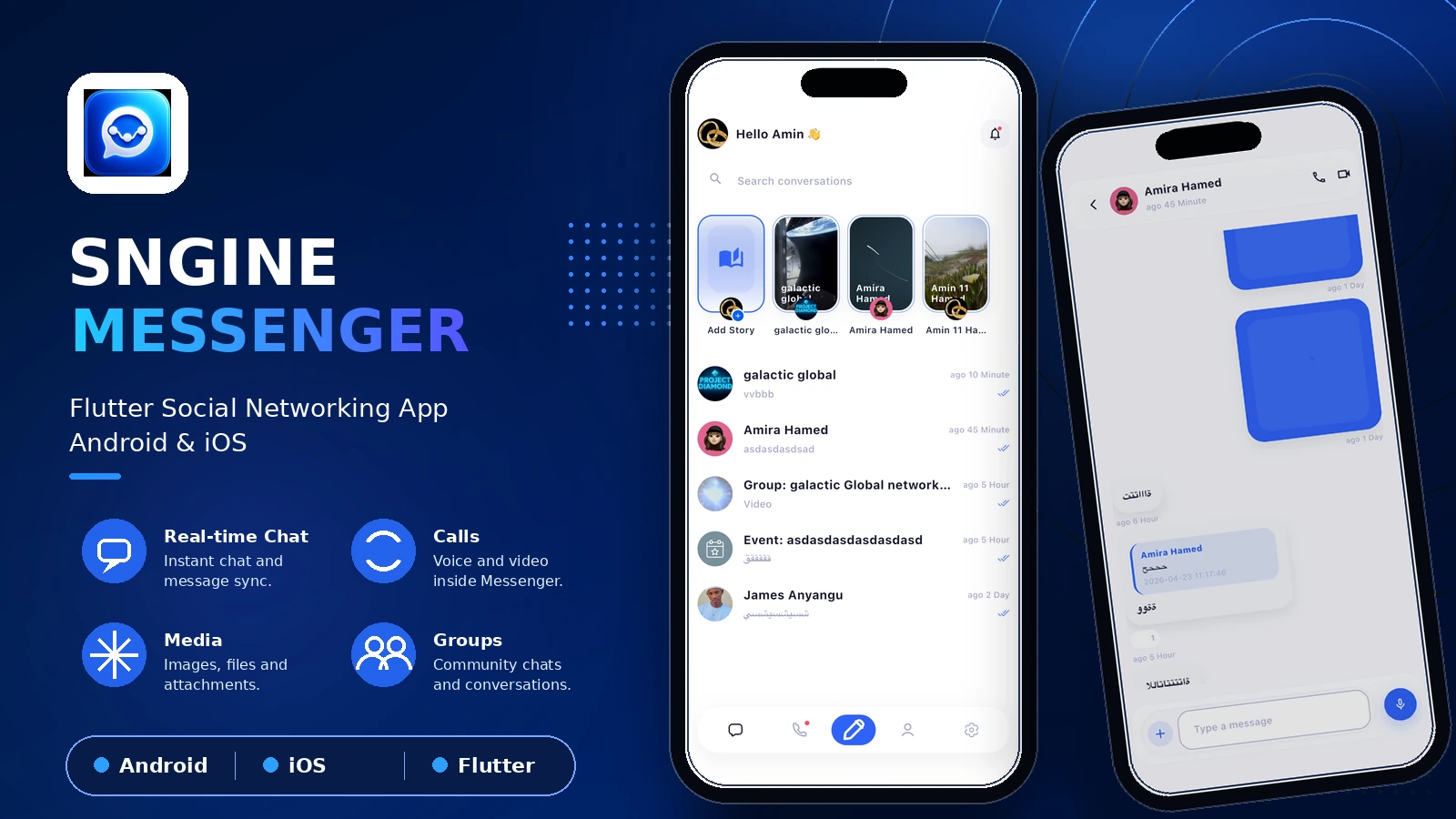 Sngine Messenger – Flutter Social Networking App (Android & iOS)